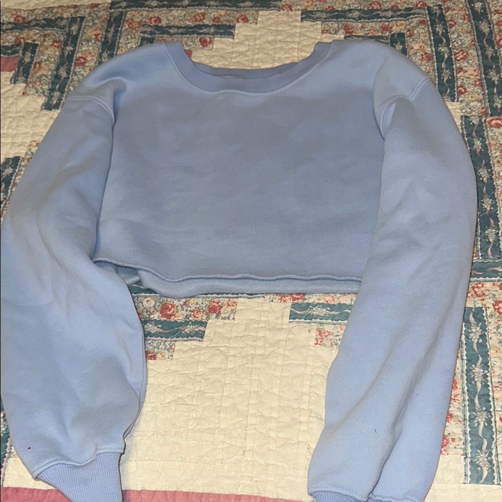 Light Blue Cropped Sweatshirt